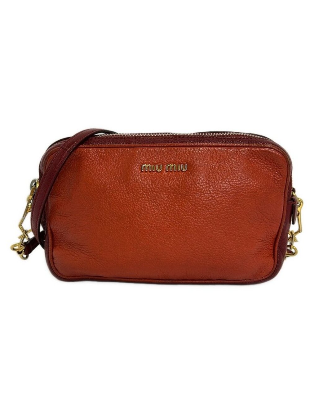 Miu Miu Shoulder Bag Orange Bordeaux Bicolor Leather